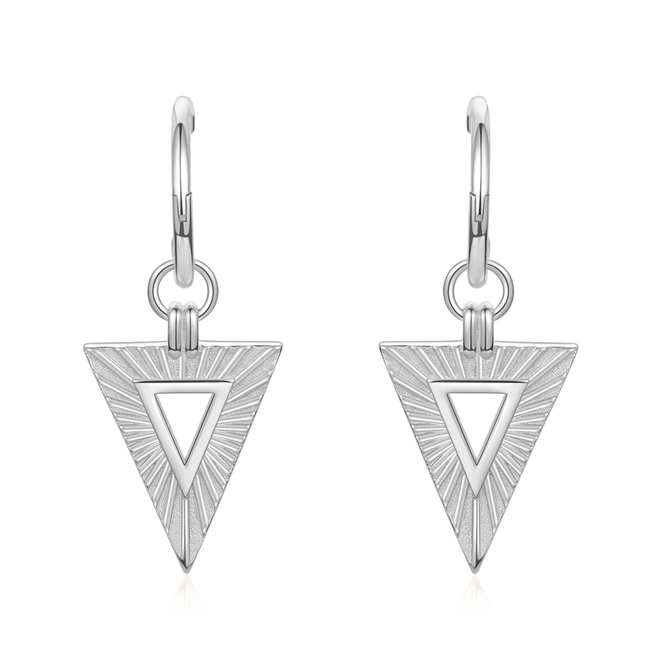 Hollow Triangle 925 Sterling Silver Hoop Earrings