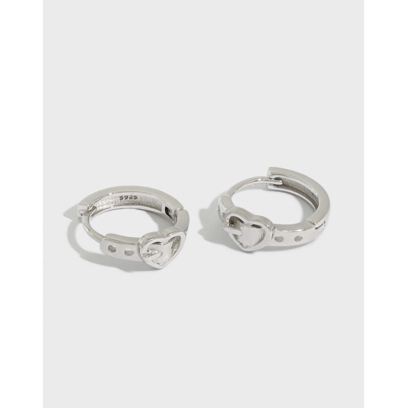 Dainty Heart Belt 925 Sterling Silver Huggie Hoop Earrings