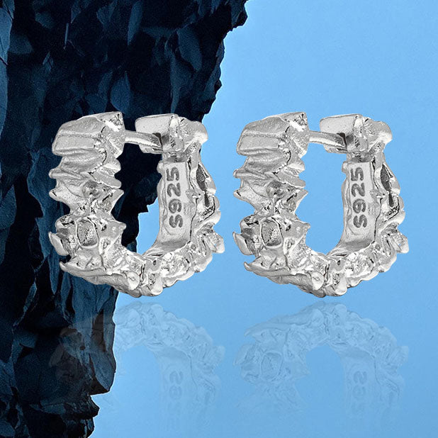 Office Irregular Lavas 925 Sterling Silver Hoop Earrings