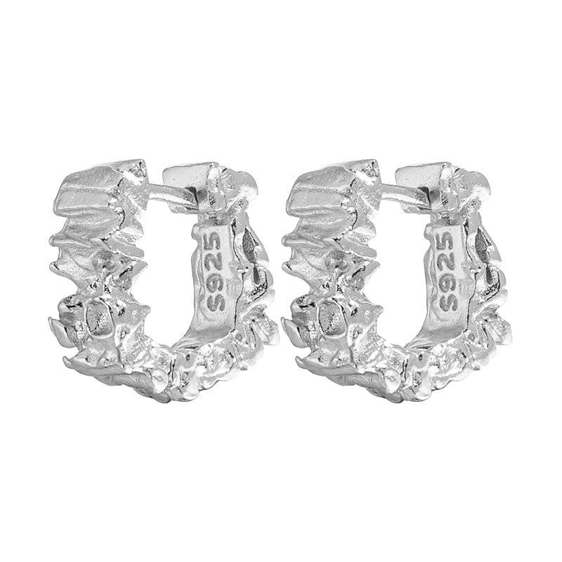 Office Irregular Lavas 925 Sterling Silver Hoop Earrings