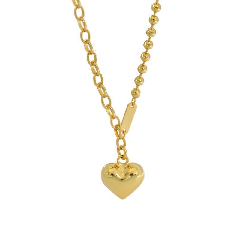 18K Yellow Gold/Rhodium Lady Heart 925 Sterling Silver Necklace