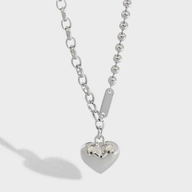 18K Yellow Gold/Rhodium Lady Heart 925 Sterling Silver Necklace