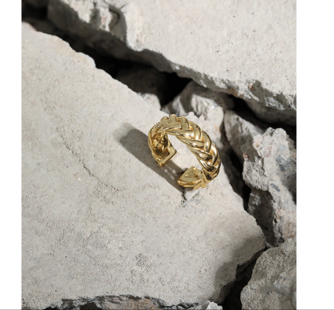 Fashion Hollow Twisted 925 Sterling Silver Adjustable Ring