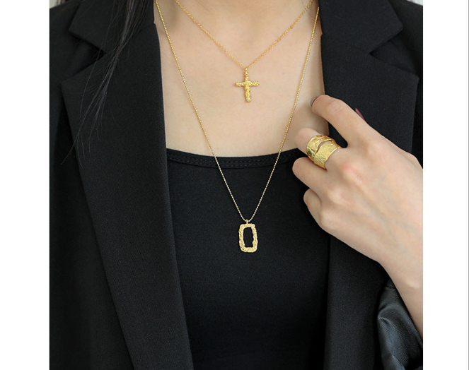 Geometry Hollow Rectangle 925 Sterling Silver Necklace