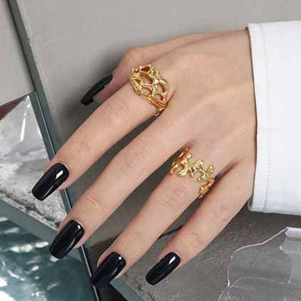 Stylish Irregular Flame 925 Sterling Silver Adjustable Ring