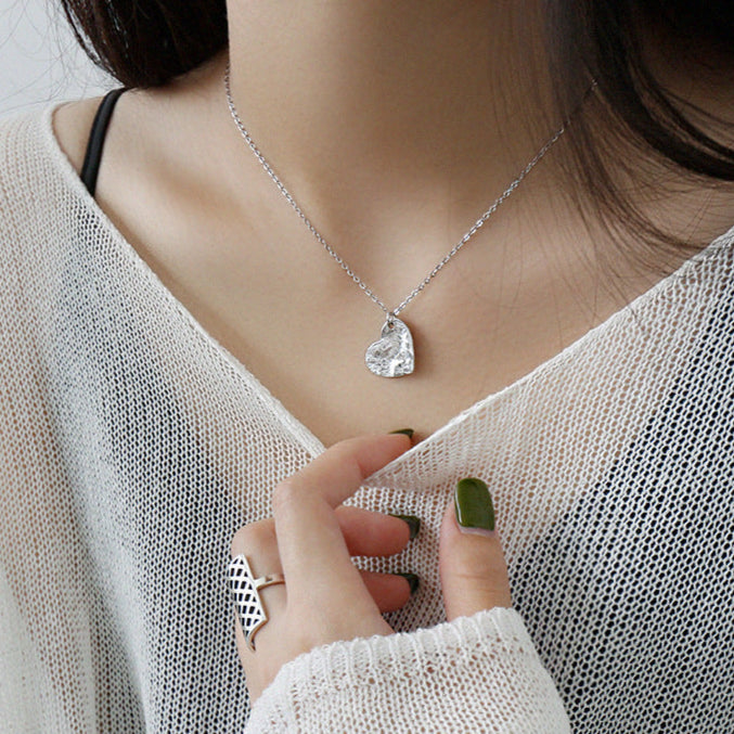 Hammered Heart 925 Sterling Silver Necklace