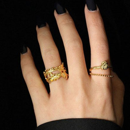 Irregular Hollow 925 Sterling Silver Adjustable Ring