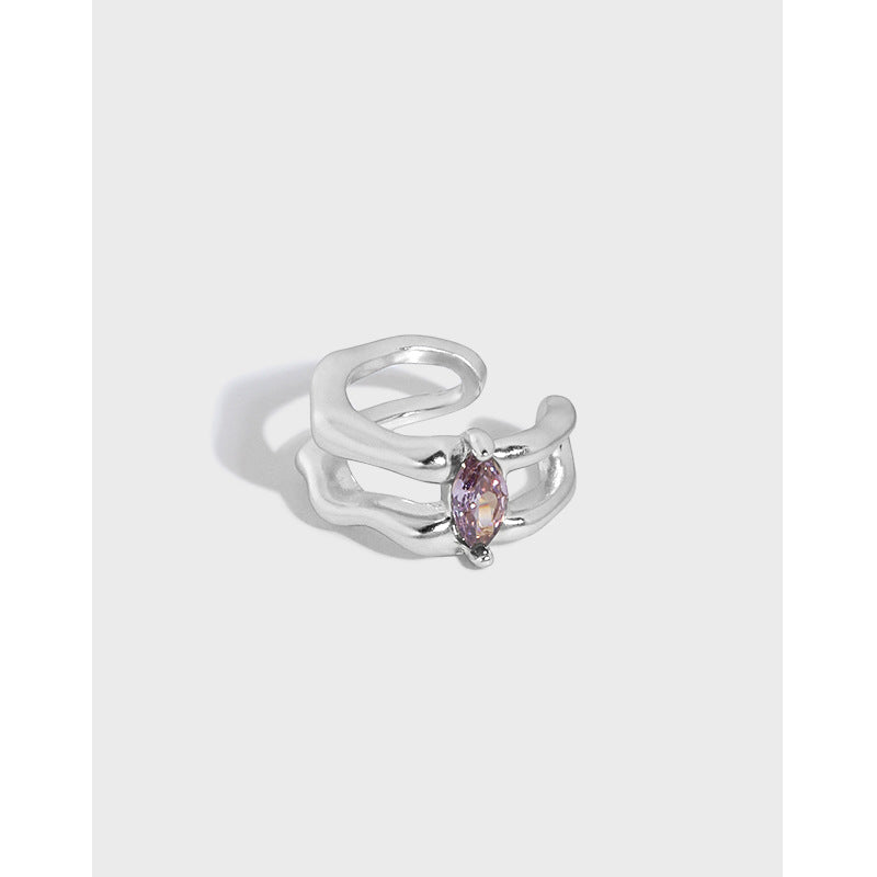 Ear Cuff - Fashion Oval CZ Double Layer 925 Sterling Silver Non-Pierced Earring(Single)