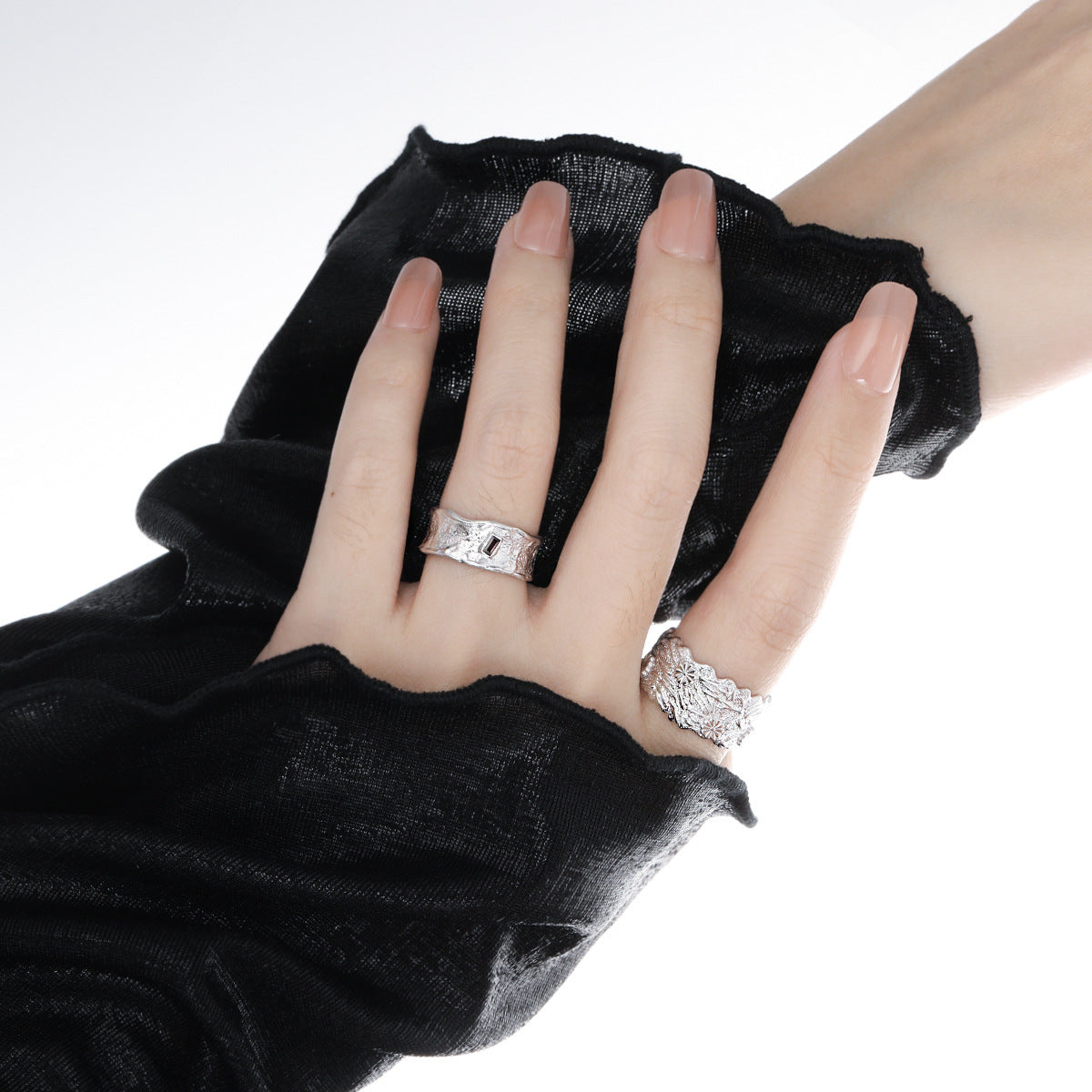 925 Sterling Silver stylish ring with Mini Baguette CZ Adjustable Ring