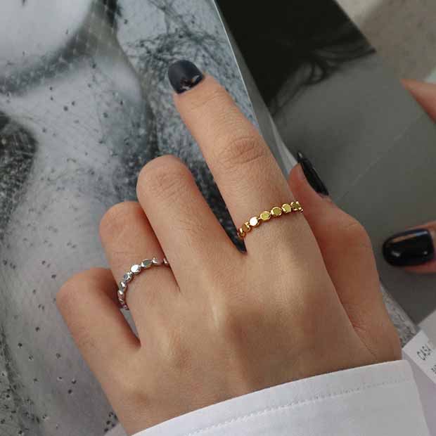 925 Sterling Silver Geometry Oblate Bead Ring