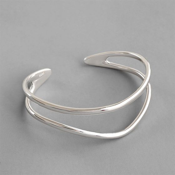 Perfect Gift for her Stunning Double Layer 925 Sterling Silver Open Bangle
