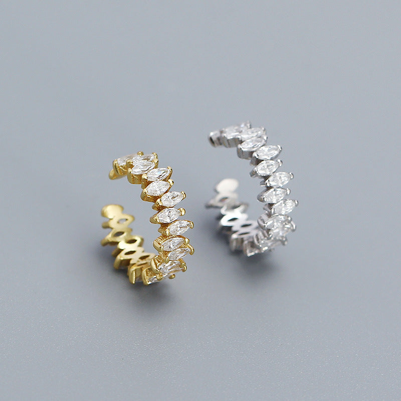 Ear Cuff - Fashion Oval CZ 925 Sterling Silver Non-Pierced Earring (Single)