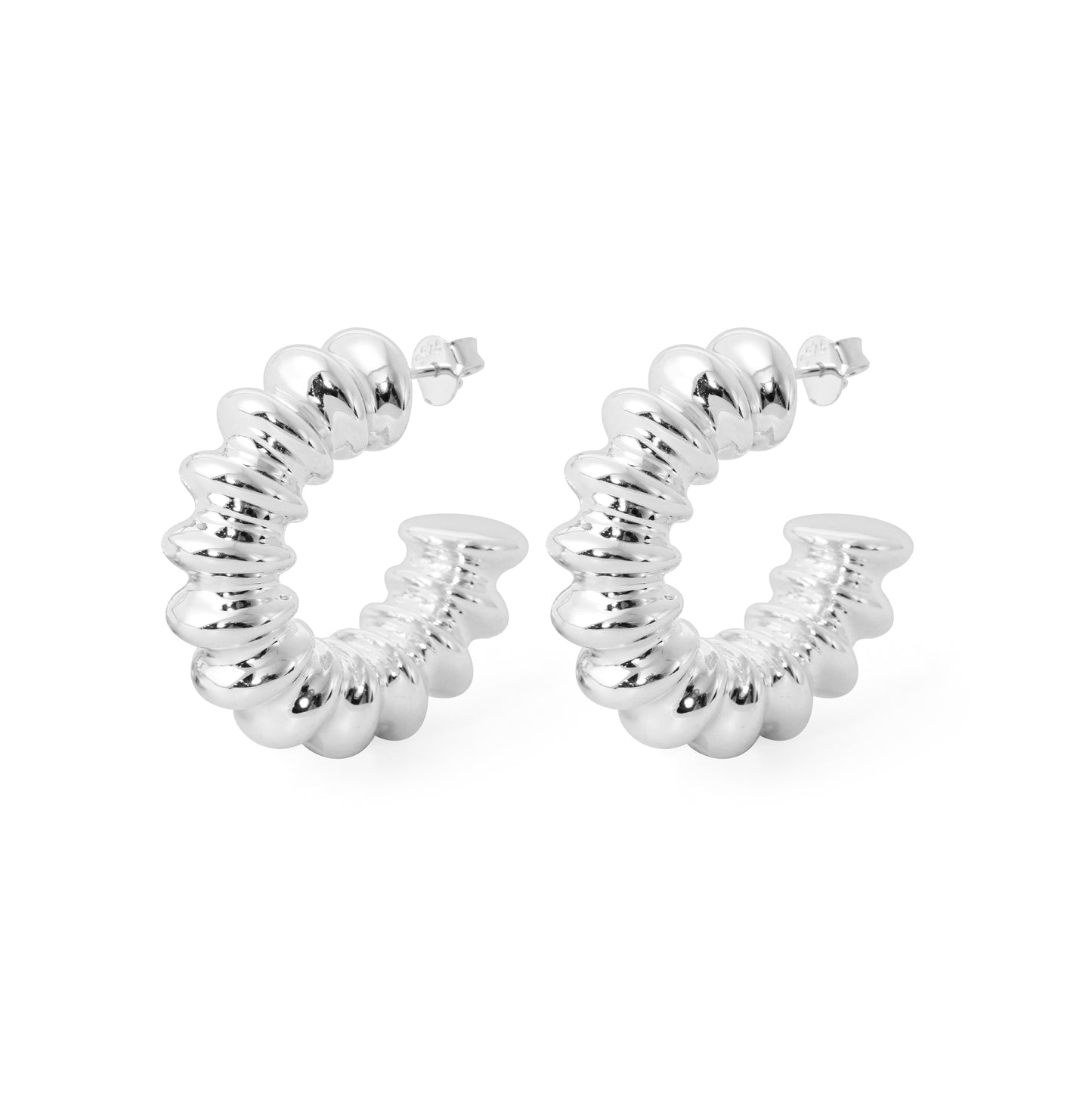999 Sterling Silver Cool Chunky Earrings Large Statement Hoop Earrings