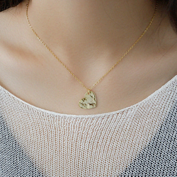 Hammered Heart 925 Sterling Silver Necklace