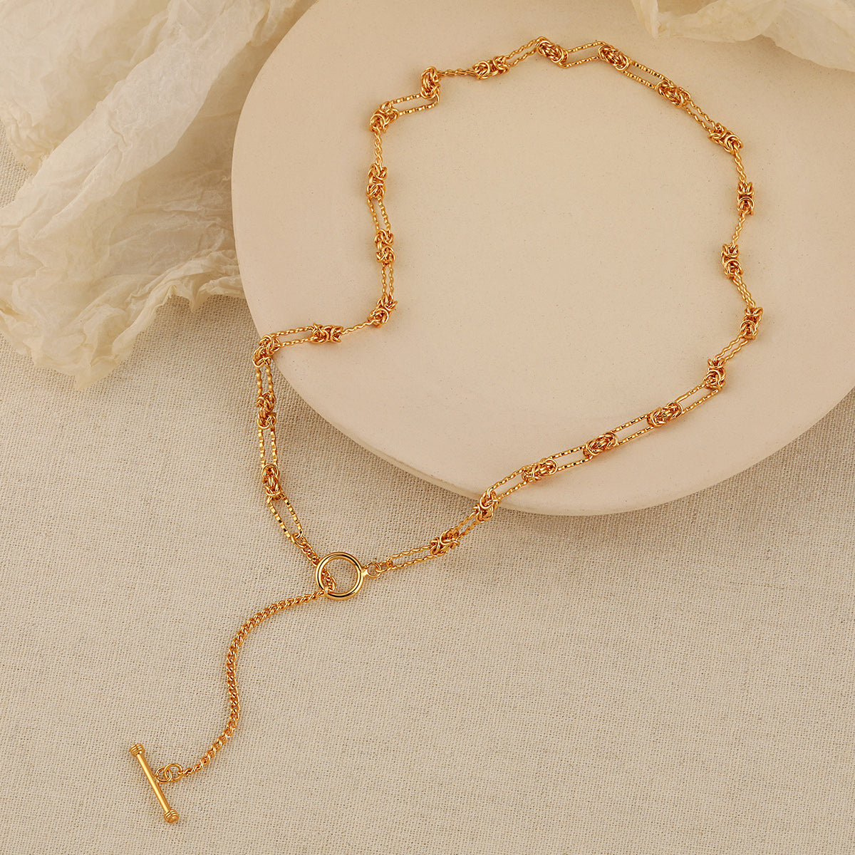 Be On Trend with this Stunning long T-Bar 925 Sterling Silver Necklace Office OT Shape Knot Chain