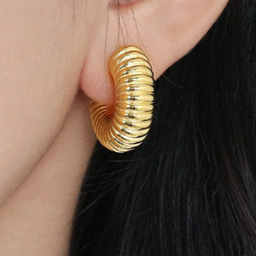 Fashion Letter C Shape Spring 925 Sterling Silver Electroforming Stud Earrings