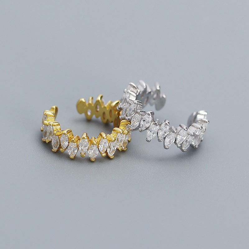 Ear Cuff - Fashion Oval CZ 925 Sterling Silver Non-Pierced Earring (Single)