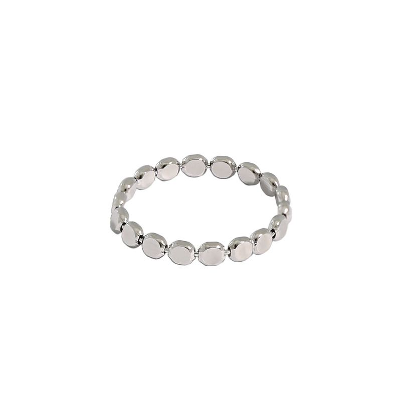 925 Sterling Silver Geometry Oblate Bead Ring