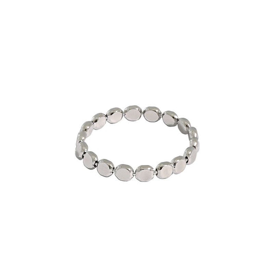 925 Sterling Silver Geometry Oblate Bead Ring