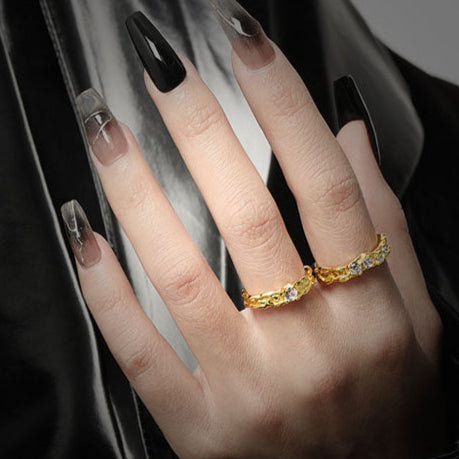 Casual Round CZ Irregular Surface 925 Sterling Silver Adjustable Ring