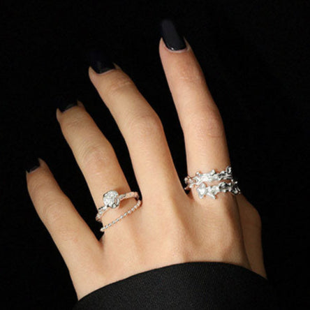 Stylish Irregular Cross Fashion 925 Sterling Silver Adjustable Ring