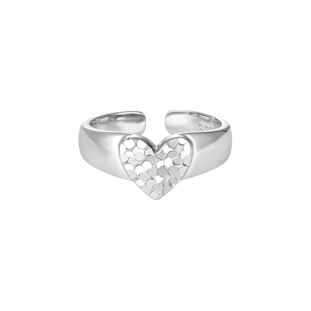 Stunning Love Heart 925 Sterling Silver Women Adjustable Ring