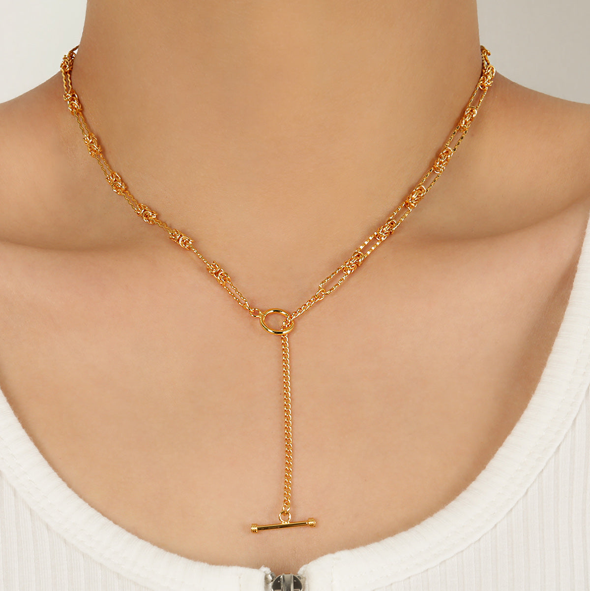 925 Sterling Silver Necklace Office OT Shape Knot Chain