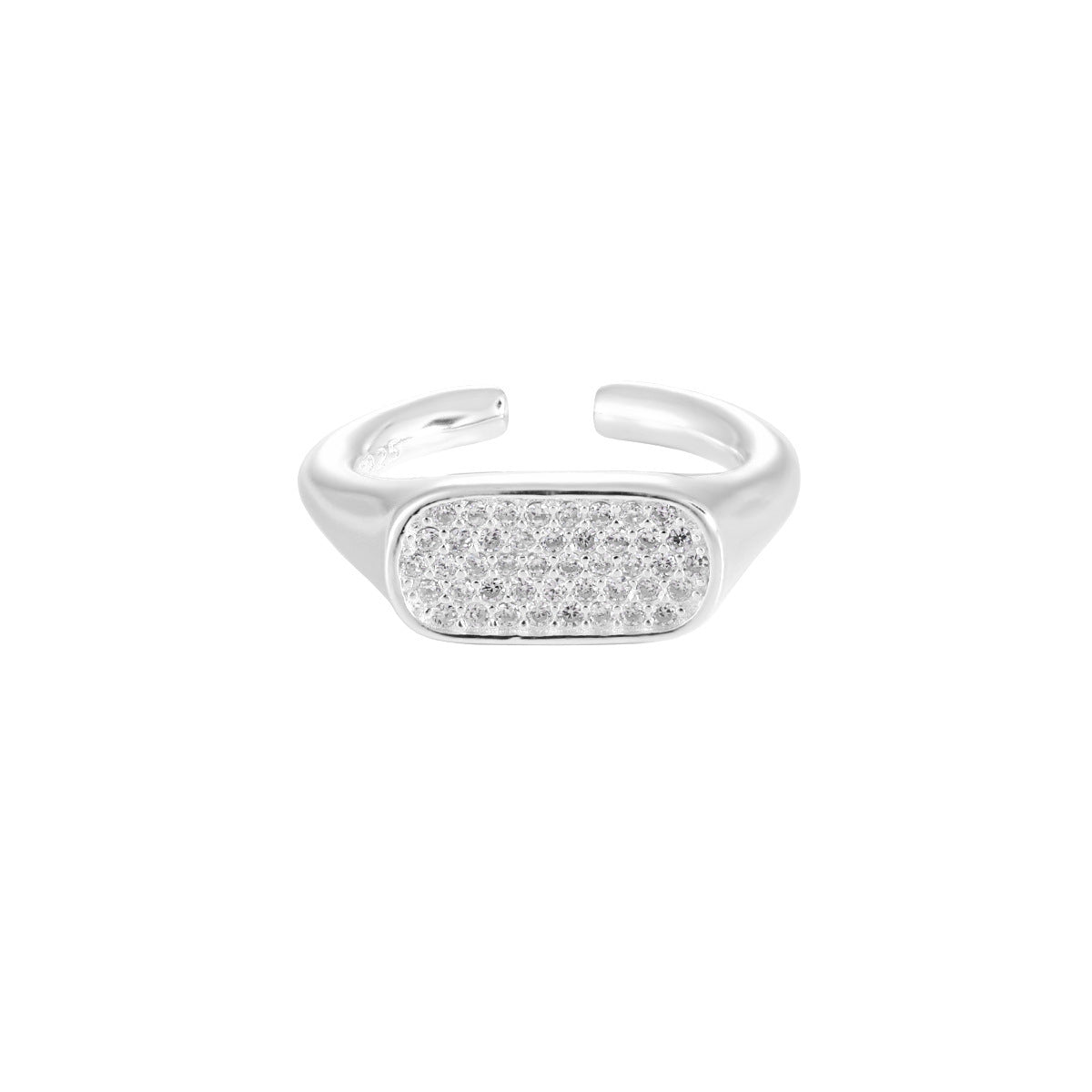 Rectangle Micro Setting CZ 925 Sterling Silver Adjustable Ring
