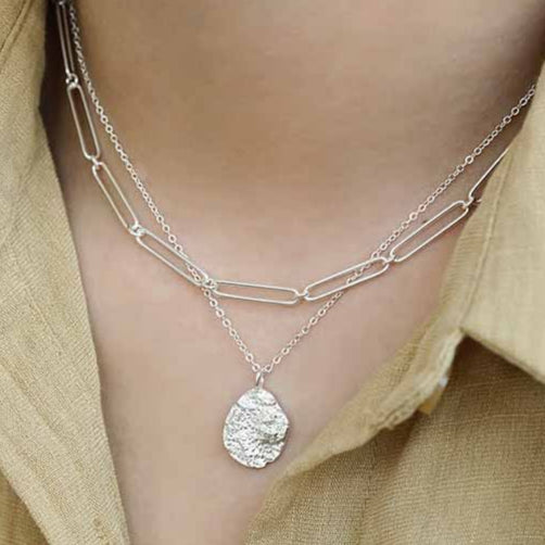 925 Sterling Silver Choker Necklace, Fashion Hollow Chain