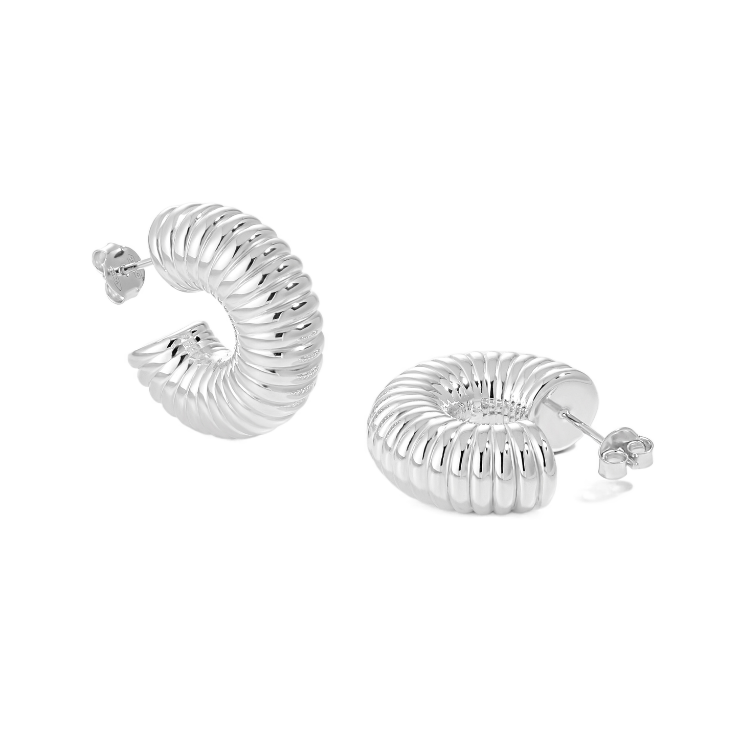 Fashion Letter C Shape Spring 925 Sterling Silver Electroforming Stud Earrings