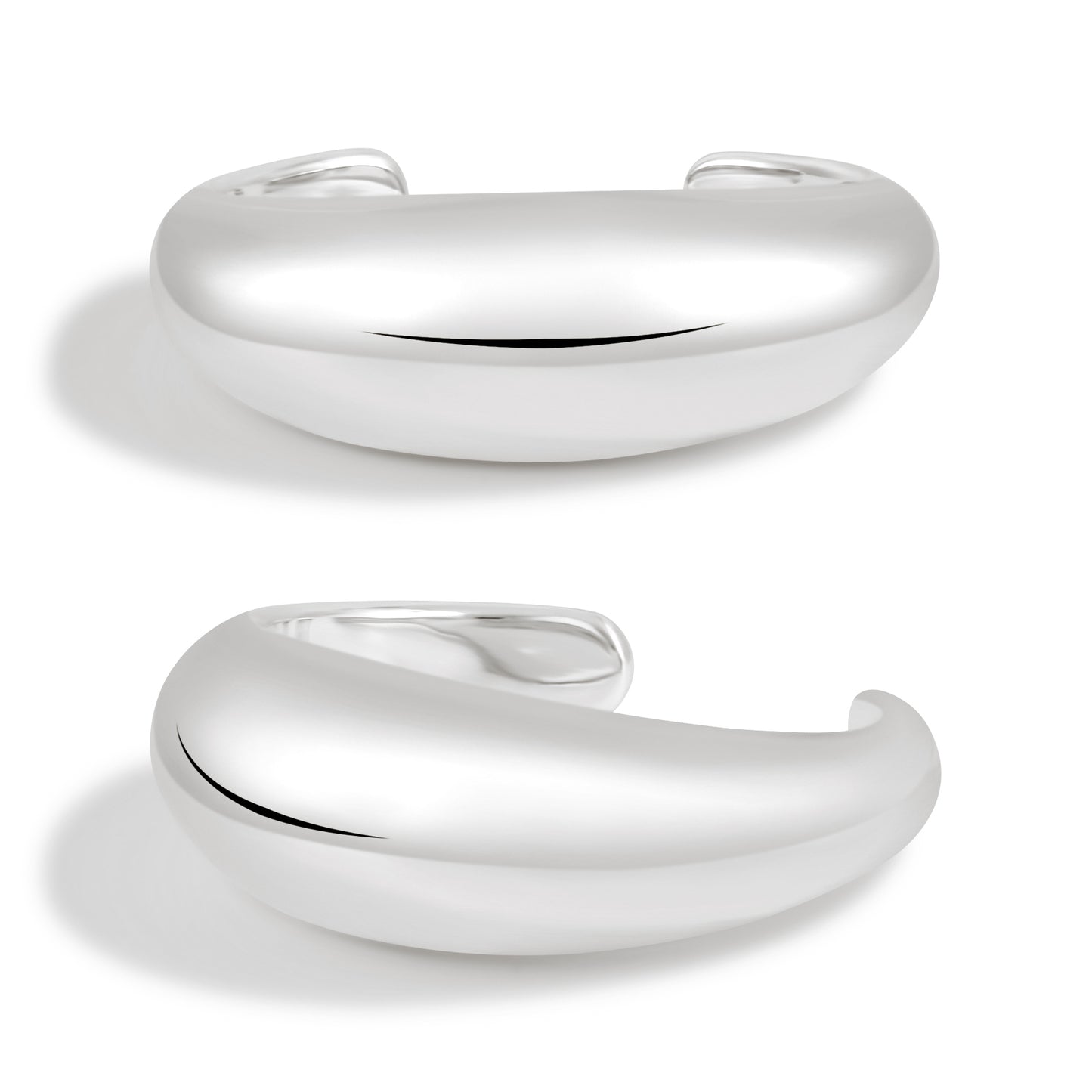 Women 999 Sterling Silver Simple Smooth Surface Golden Cuff Bracelet