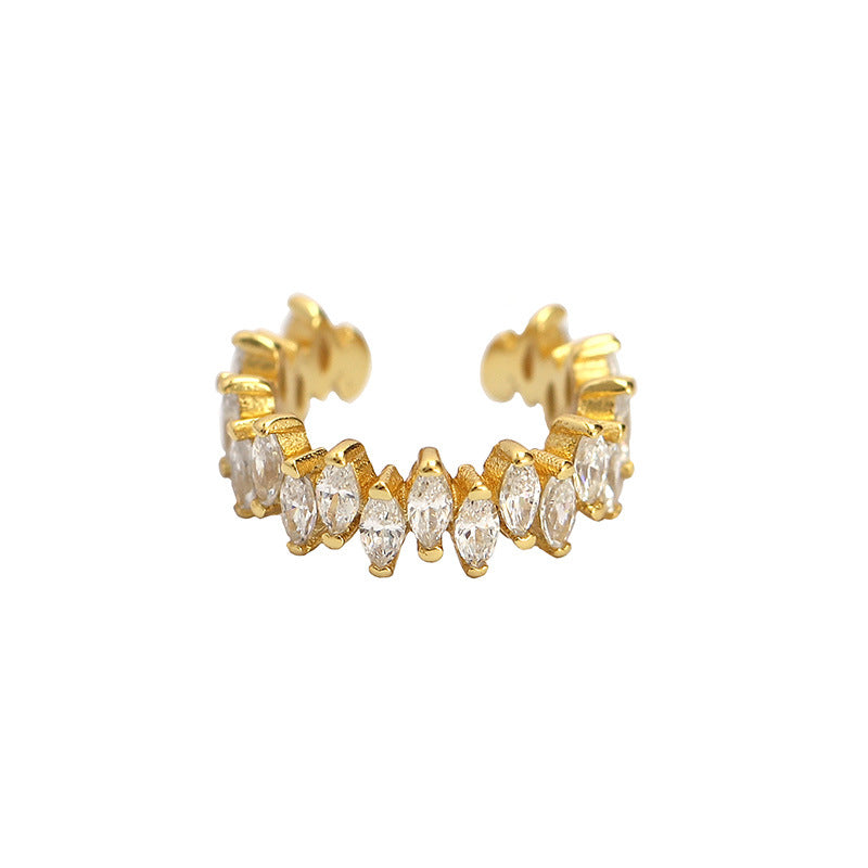 Ear Cuff - Fashion Oval CZ 925 Sterling Silver Non-Pierced Earring (Single)