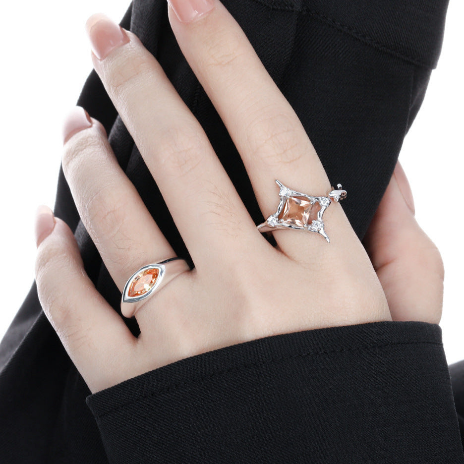 Fashion Shining Radiant CZ Star 925 Sterling Silver Adjustable Ring