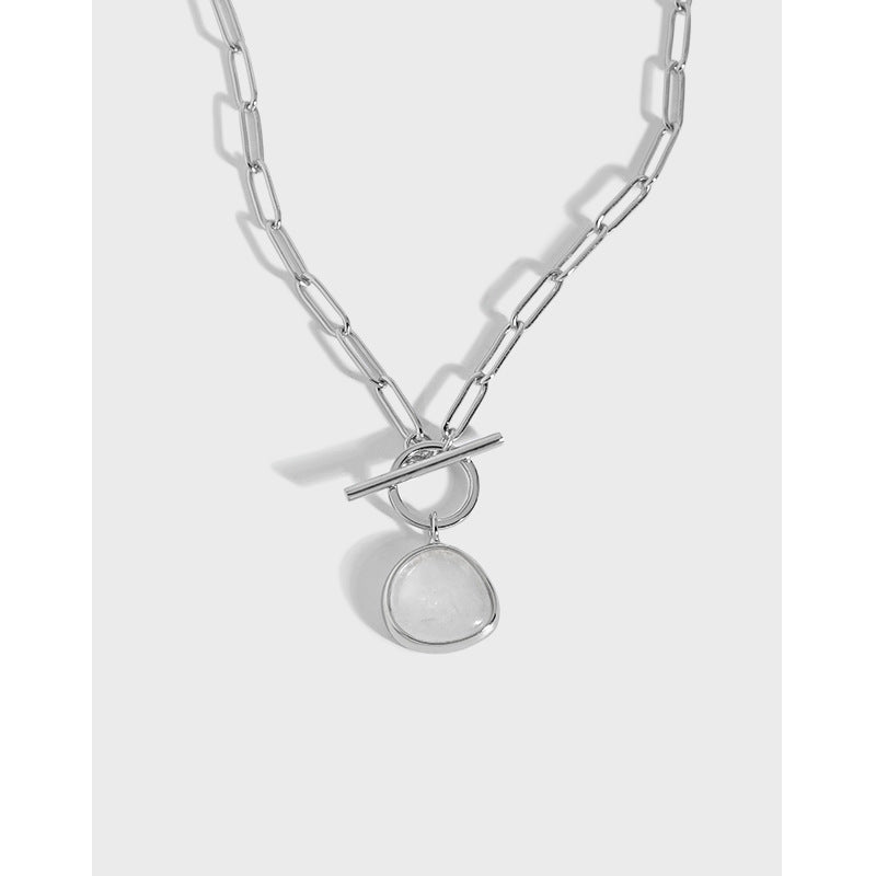 Graduation Round Natural Crystal OT Hollow Chain Necklace
