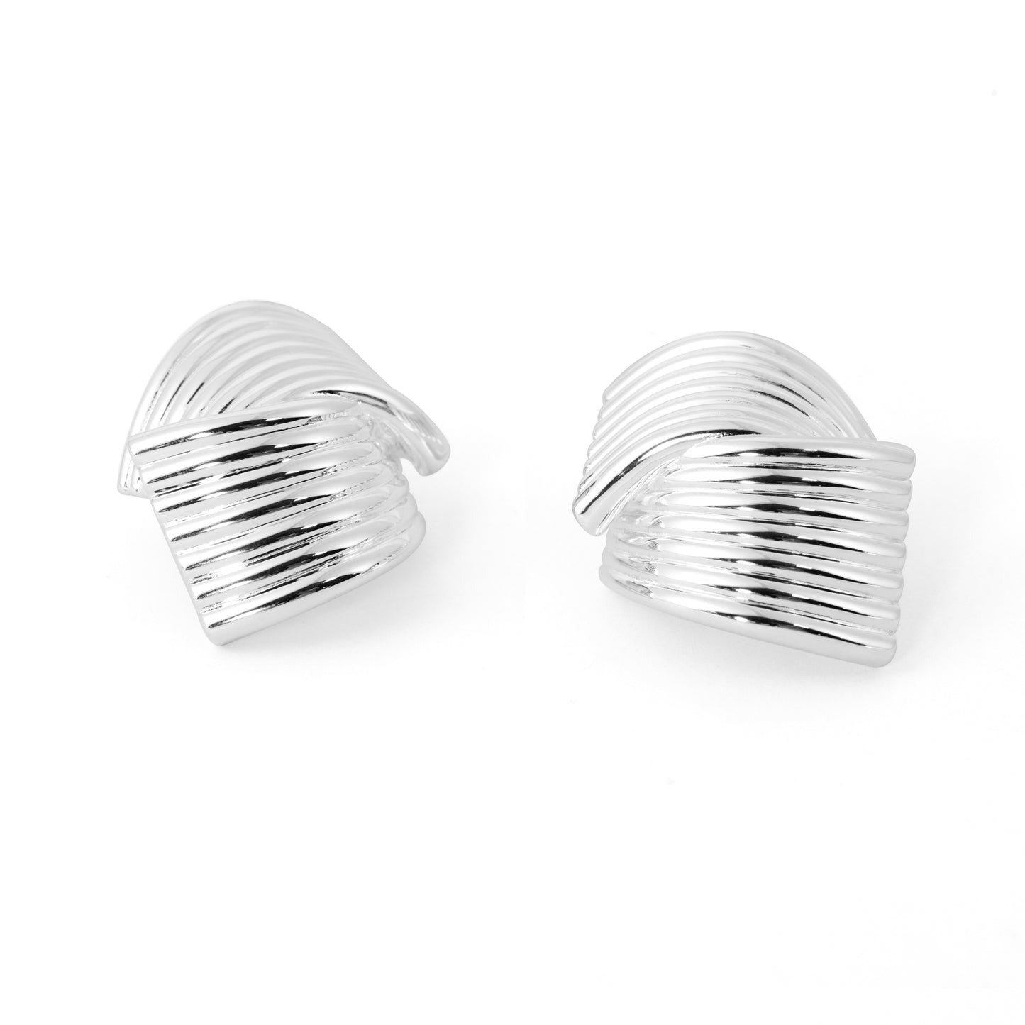 Fine Jewellery Statement Chunky Electroforming Classic Double Cross 999 Sterling Silver Stud Earrings