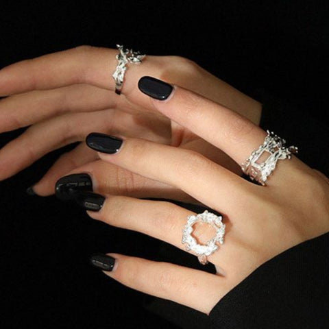 Irregular Hollow 925 Sterling Silver Adjustable Ring