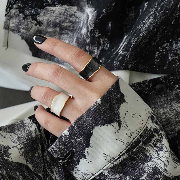 925 Sterling Silver Irregular Wide Adjustable Ring