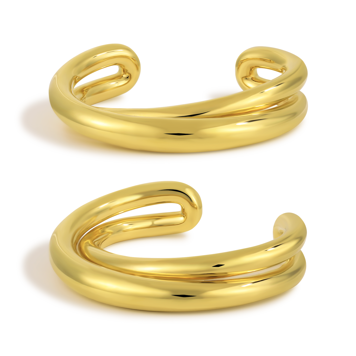 999 Sterling Silver Stunning Double Layers Cross Open Cuff Bracelet