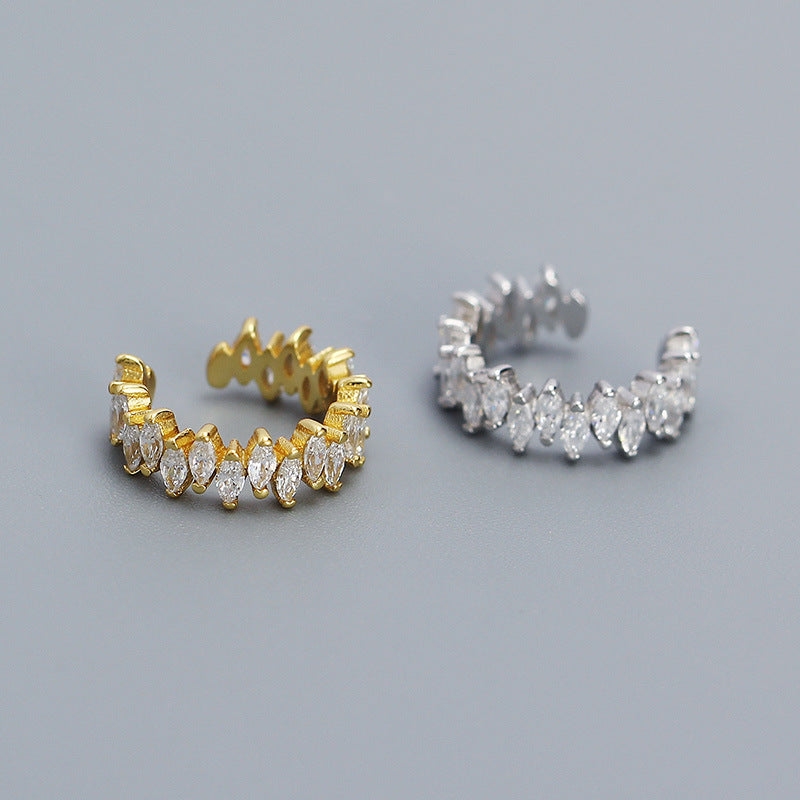 Ear Cuff - Fashion Oval CZ 925 Sterling Silver Non-Pierced Earring (Single)