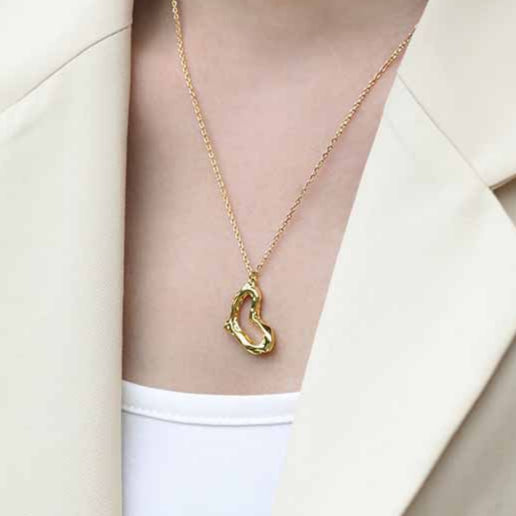 Irregular Hollow Heart 925 Sterling Silver Necklace