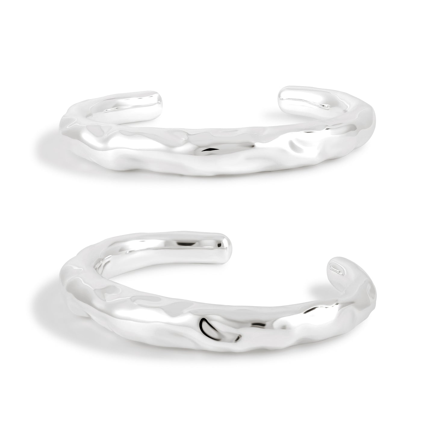 999 Sterling Silver - Chunky Golden Open Cuff Bracelet/Bangle