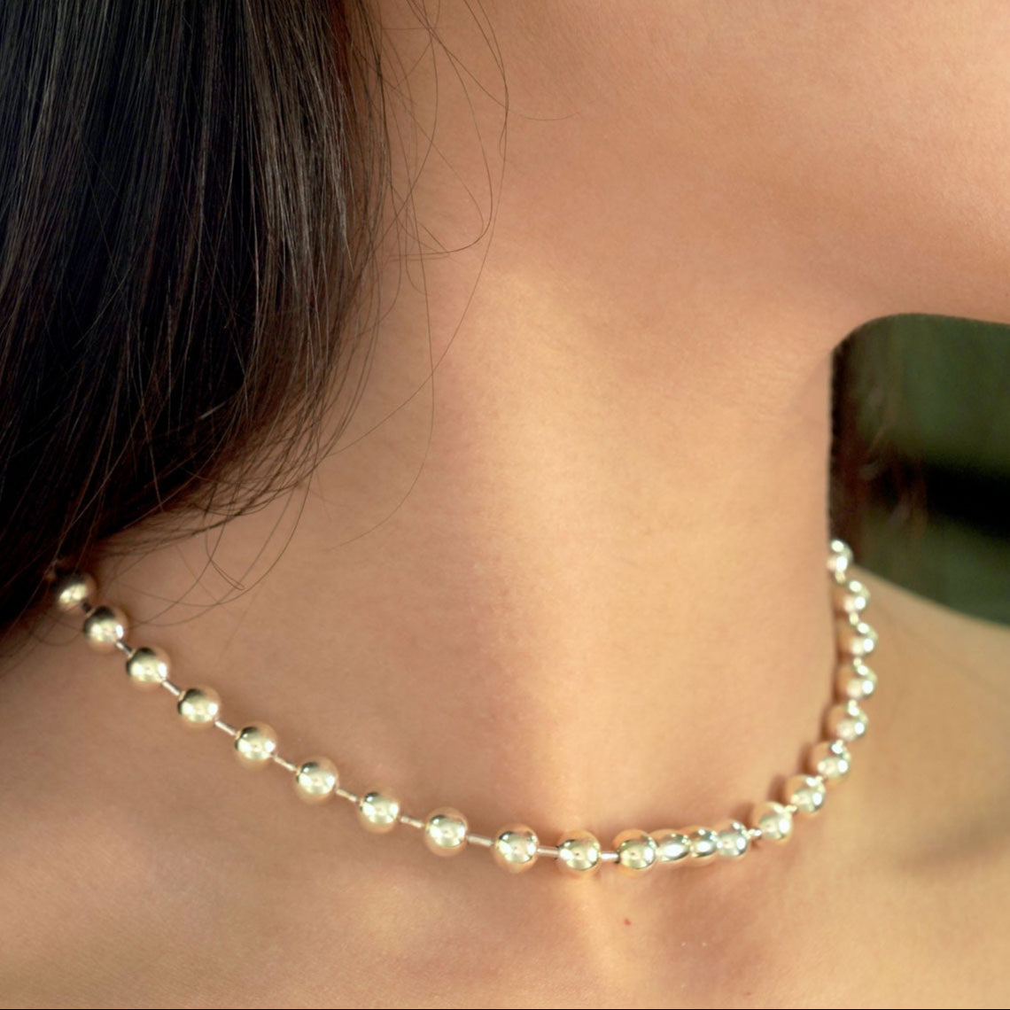 Stunning Elegant Round Beads 925 Sterling Silver Necklace