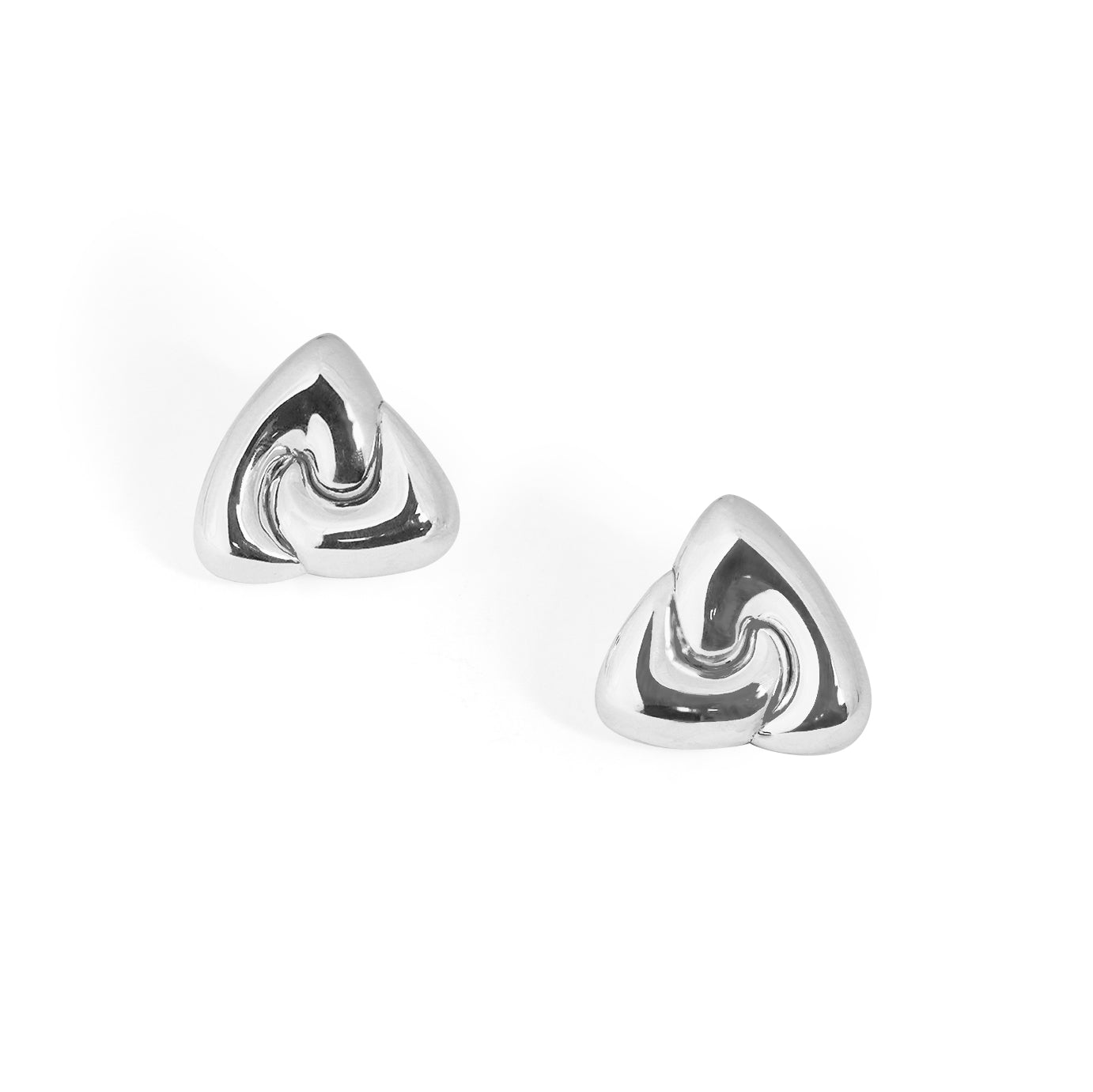 Fine Jewellery Women Modern Rotating Triangle S999 Sterling Silver Chunky Stud Earrings