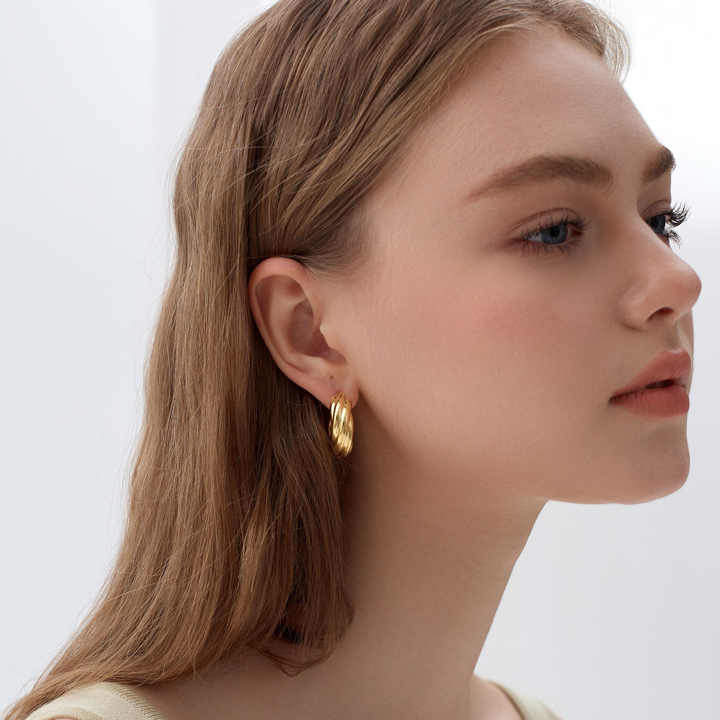 999 Sterling Silver Hollow Chunky Elegant Twsited Statement Jewellery Mini Round Hoop Earrings