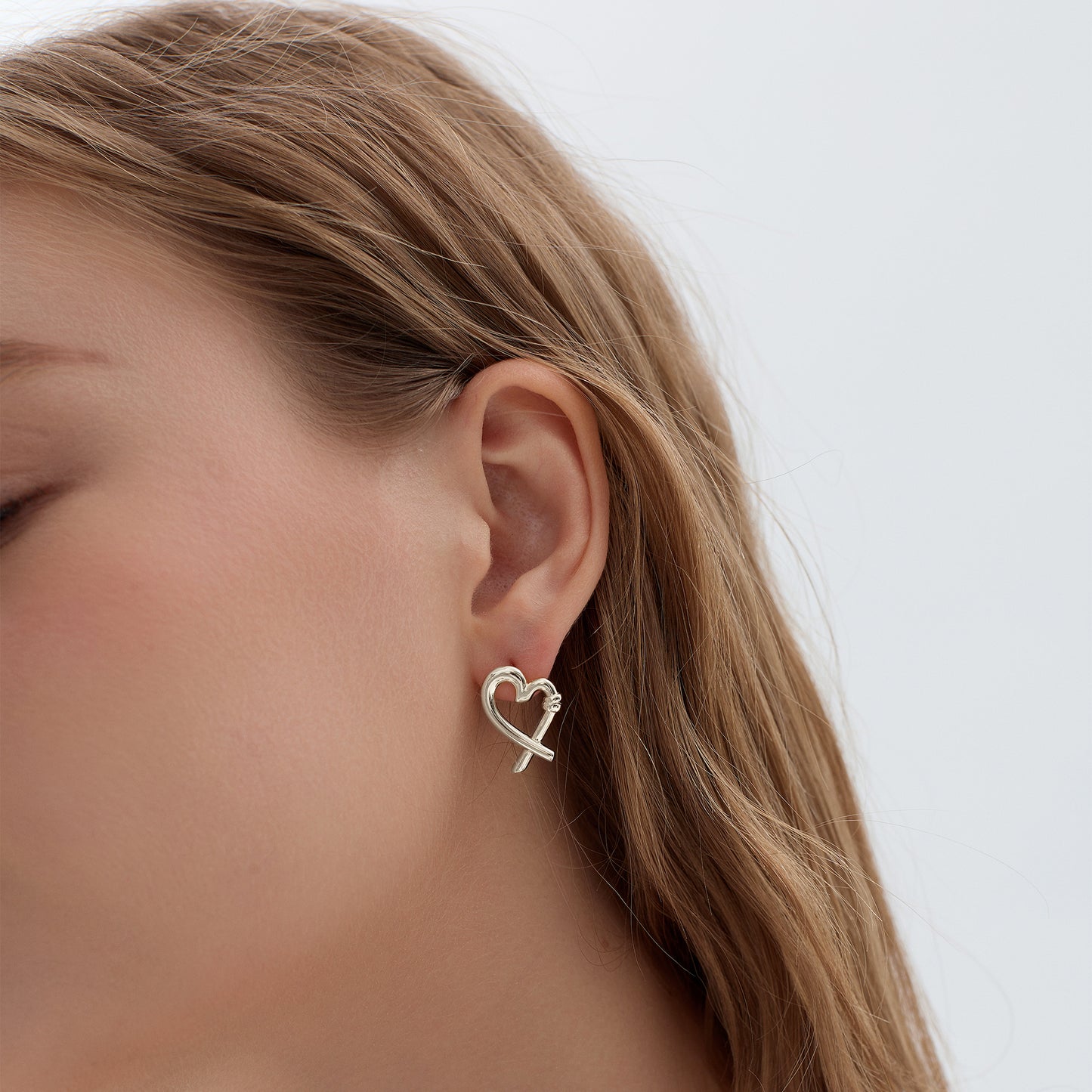 Honey Moon Hollow Heart 999 Sterling Silver Romantic Fine Jewelry Women’s Stud Earrings