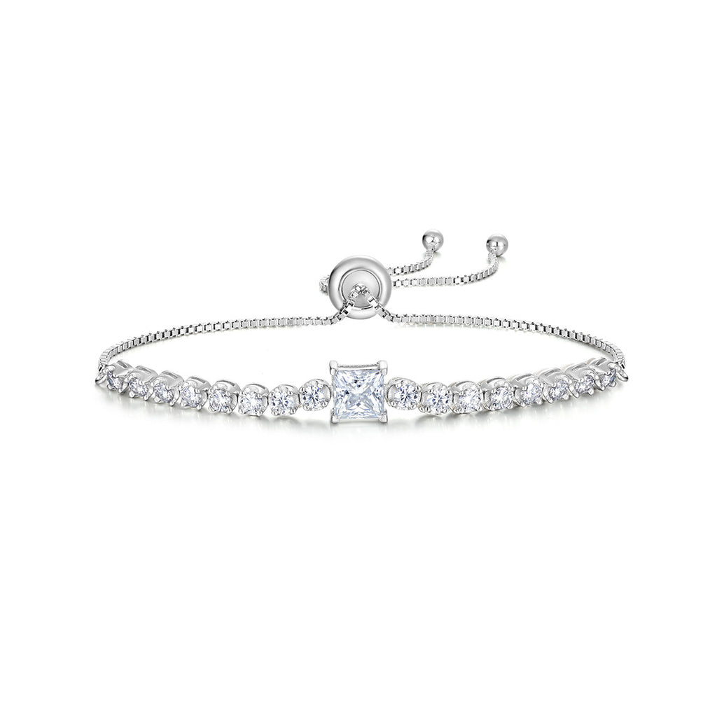 Princess Cut Square Center Tennis Bracelet