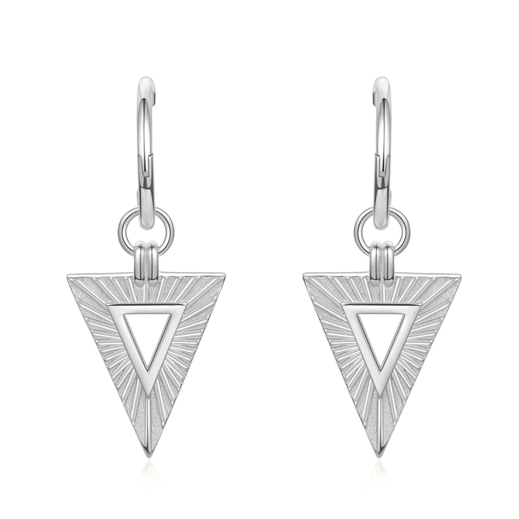 Hollow Triangle 925 Sterling Silver Hoop Earrings