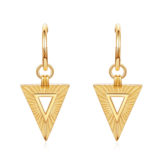 Hollow Triangle 925 Sterling Silver Hoop Earrings