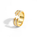 Stunning CZ Jagged 925 Sterling Silver Adjustable Ring