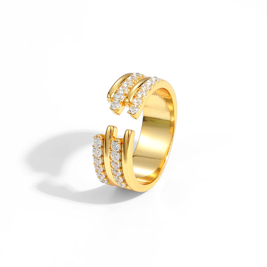 Stunning CZ Jagged 925 Sterling Silver Adjustable Ring